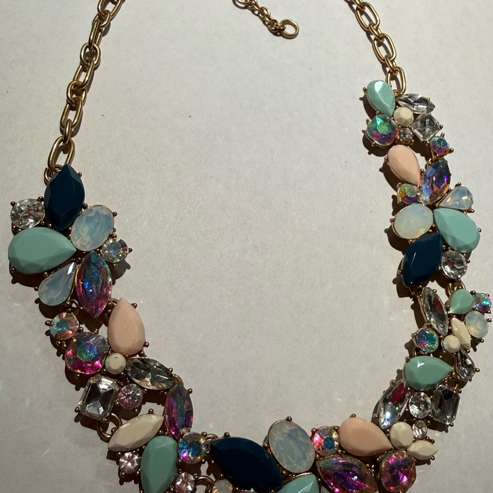 J Crew multi-colored crystal necklace.